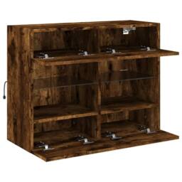 Berkfield Home TV Wall Cabinet with LED Lights Smoked Oak 78.5x30x60.5 cm in Brown - thumbnail 8