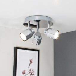 ValueLights Benton Spotlight IP44 Bathroom 3 Way Ceiling Light with Cool LED Bulbs in Silver