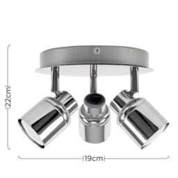 ValueLights Benton Spotlight IP44 Bathroom 3 Way Ceiling Light with Cool LED Bulbs in Silver - thumbnail 5