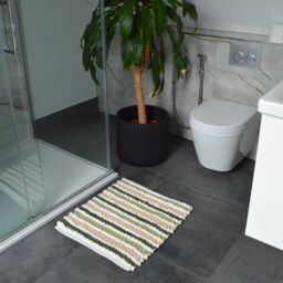 Allure Bath Fashions Striped Chunky Bobble Shower Mat in Green - thumbnail 3