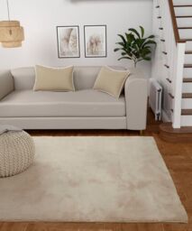 The Linen Consultancy TLC 5 Star Hotel Concept Luxury Faux Fur Natural Rug - Size: 133 cm diameter - thumbnail 1