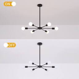 NIVOR 6 light Sputnik Industrial Chandelier Mid Century Flush Mount Ceiling in Black - thumbnail 3