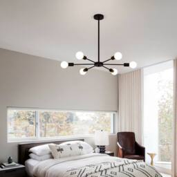 NIVOR 6 light Sputnik Industrial Chandelier Mid Century Flush Mount Ceiling in Black - thumbnail 5