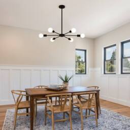 NIVOR 6 light Sputnik Industrial Chandelier Mid Century Flush Mount Ceiling in Black - thumbnail 4