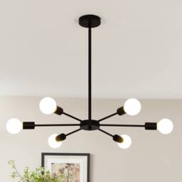 NIVOR 6 light Sputnik Industrial Chandelier Mid Century Flush Mount Ceiling in Black - thumbnail 1