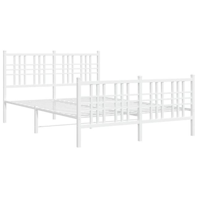 Berkfield Home Metal Bed Frame without Mattress with Footboard White 120x190cm - Size: 120x190 cm - image 1