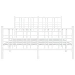 Berkfield Home Metal Bed Frame without Mattress with Footboard White 120x190cm - Size: 120x190 cm - thumbnail 4
