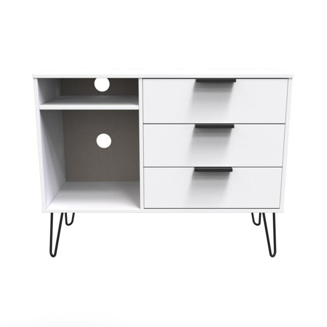 Ready Assembled 2 U Fuji 3 Drawer TV Unit (Ready Assembled) in White - image 1