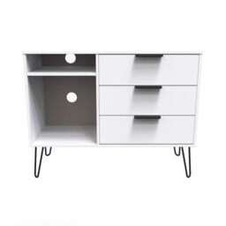 Ready Assembled 2 U Fuji 3 Drawer TV Unit (Ready Assembled) in White - thumbnail 1