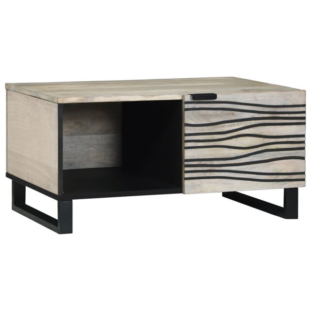Berkfield Home Coffee Tables White, Black 80 x 50 x 40 cm Solid mango wood - image 1
