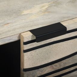 Berkfield Home Coffee Tables White, Black 80 x 50 x 40 cm Solid mango wood - thumbnail 7