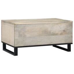 Berkfield Home Coffee Tables White, Black 80 x 50 x 40 cm Solid mango wood - thumbnail 5