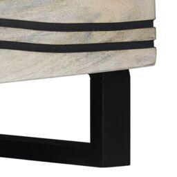 Berkfield Home Coffee Tables White, Black 80 x 50 x 40 cm Solid mango wood - thumbnail 8