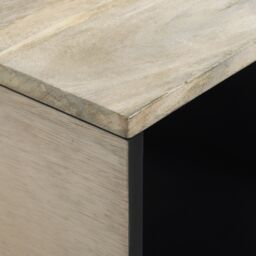 Berkfield Home Coffee Tables White, Black 80 x 50 x 40 cm Solid mango wood - thumbnail 6