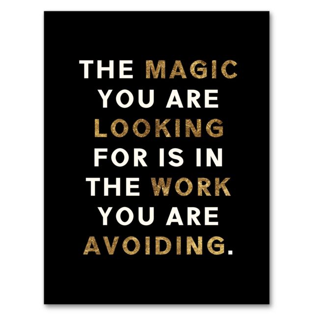 "Artery8 Dipen Parmar Magic Black Gold Motivational Quote Framed Wall Art - Size: W12"" x H16""" - image 1