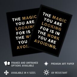 "Artery8 Dipen Parmar Magic Black Gold Motivational Quote Framed Wall Art - Size: W12"" x H16""" - thumbnail 2