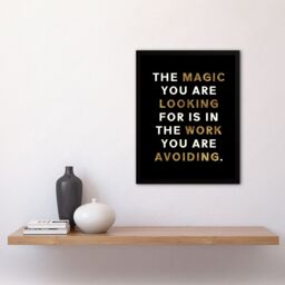"Artery8 Dipen Parmar Magic Black Gold Motivational Quote Framed Wall Art - Size: W12"" x H16""" - thumbnail 4