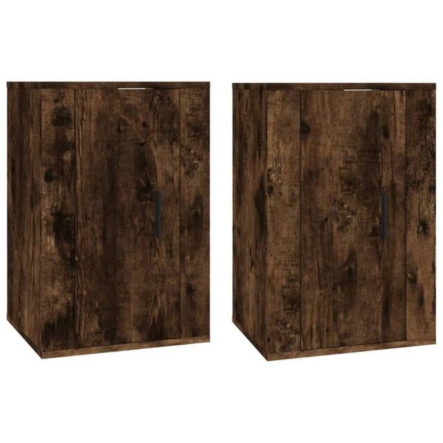 Berkfield Home Wall Mounted TV Cabinets 2 pcs Smoked Oak 40x34.5x60 cm in Brown - image 1