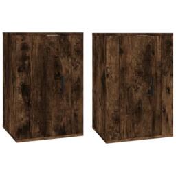 Berkfield Home Wall Mounted TV Cabinets 2 pcs Smoked Oak 40x34.5x60 cm in Brown - thumbnail 1
