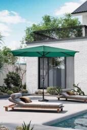 Garden Sanctuary Rectangular Sunshade Waterproof Garden Parasol with Resin Base in Green - thumbnail 2