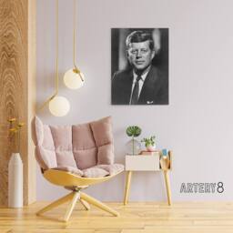 "Artery8 Jfk John Kennedy Usa President Canvas Wall Art Print in Grey - Size: W18"" x H24""" - thumbnail 3