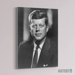 "Artery8 Jfk John Kennedy Usa President Canvas Wall Art Print in Grey - Size: W18"" x H24""" - thumbnail 2