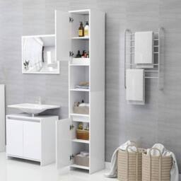 Berkfield Home Sturdy Bathroom Cabinet White 30x30x183.5 cm Engineered Wood