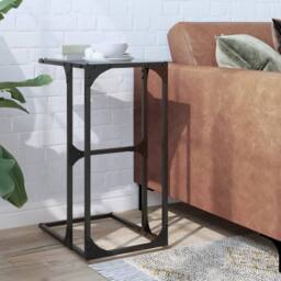 Berkfield Home Side Table with Black Glass 40x30x61.5 cm Steel