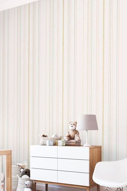 Hoopla Walls Textured Stripe 10m Matt Wallpaper in Natural - image 1