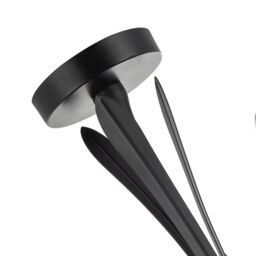 Happy Homewares Traditional 3-Arm Ceiling Light in Matte Black with Metal Leaves - thumbnail 3
