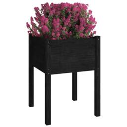 Berkfield Home Garden Planters 2 pcs Black 50x50x70 cm Solid Pinewood - Size: 50 x 50 x 70 cm - thumbnail 1