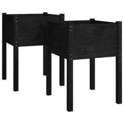 Berkfield Home Garden Planters 2 pcs Black 50x50x70 cm Solid Pinewood - Size: 50 x 50 x 70 cm - thumbnail 3