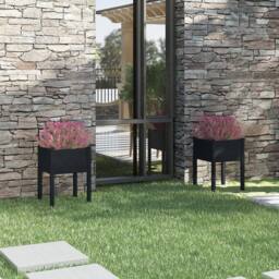 Berkfield Home Garden Planters 2 pcs Black 50x50x70 cm Solid Pinewood - Size: 50 x 50 x 70 cm - thumbnail 2
