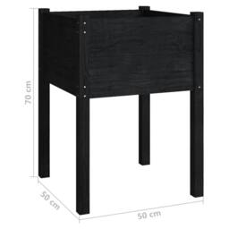 Berkfield Home Garden Planters 2 pcs Black 50x50x70 cm Solid Pinewood - Size: 50 x 50 x 70 cm - thumbnail 8
