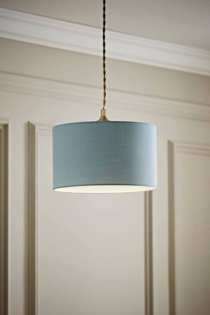 ValueLights Reni Duck Egg Blue Fabric Easy Fit Drum Ceiling Lamp Shade - Size: Large - image 1
