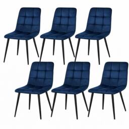 KOSY KOALA Rustic Dining Table Set with 6 Blue Chairs Modern Furniture in Brown - thumbnail 2