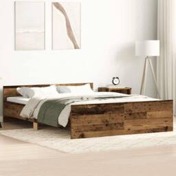 Berkfield Home Bed Frame without Mattress Old Wood 135x190cm Engineered Wood in Brown - Size: 135x190 cm - thumbnail 2