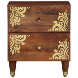 Berkfield Home Traditional Bedside Cabinets 2 pcs 40x33, 5x46 cm Solid Wood Mango in Brown - thumbnail 4