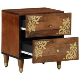 Berkfield Home Traditional Bedside Cabinets 2 pcs 40x33, 5x46 cm Solid Wood Mango in Brown - thumbnail 1