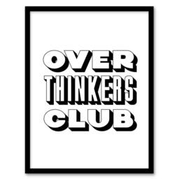 Artery8 Overthinkers Club Black & White Simple Modern Framed Wall Art Print - Size: A4 - thumbnail 1