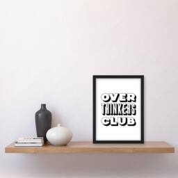 Artery8 Overthinkers Club Black & White Simple Modern Framed Wall Art Print - Size: A4 - thumbnail 4