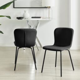 FurnitureboxUK 2 x Asti Black Velvet Dining Chairs - thumbnail 3