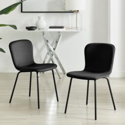 FurnitureboxUK 2 x Asti Black Velvet Dining Chairs - thumbnail 2
