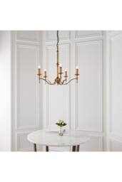 Netlighting Stanford 5 Light Multi Arm Ceiling Pendant Chandelier Antique Brass E14 in Gold - thumbnail 4