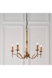 Netlighting Stanford 5 Light Multi Arm Ceiling Pendant Chandelier Antique Brass E14 in Gold - thumbnail 2