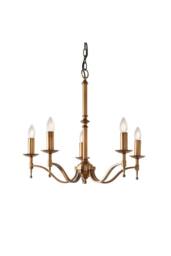 Netlighting Stanford 5 Light Multi Arm Ceiling Pendant Chandelier Antique Brass E14 in Gold