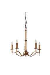 Netlighting Stanford 5 Light Multi Arm Ceiling Pendant Chandelier Antique Brass E14 in Gold - thumbnail 6