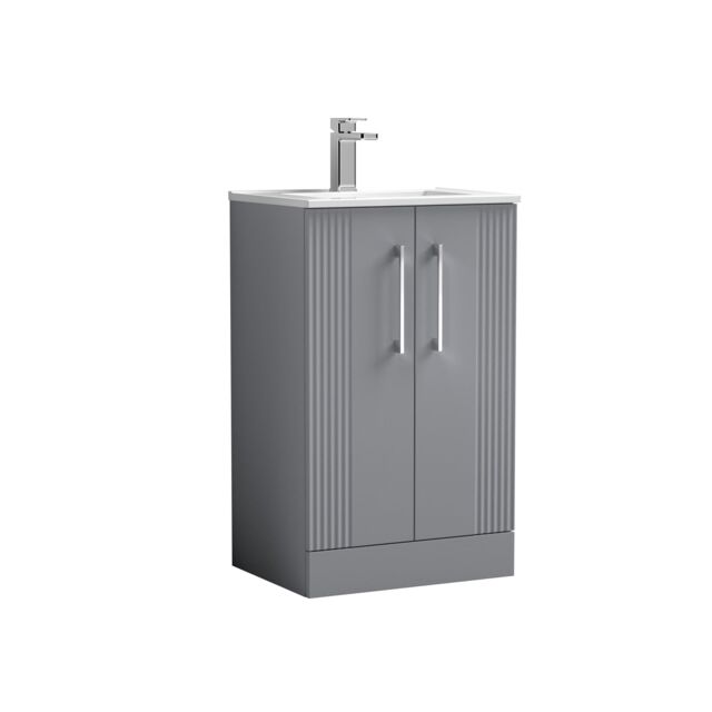 Balterley Vanity Unit w/ Basin Floor Standing, Soft Close 2 Door w/ Rectangular Sink, Bathroom Vanity Units w/ Basin, Partial Fluted Sink Cabinet - image 1