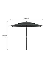 H&O Direct Outdoor Garden 3-Tier Umbrella with Crank & Woven-Pattern Stand in Dark Grey - thumbnail 6