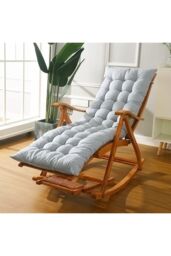 Living and Home 160x50cm Grey Outdoor Sun Lounger Cushion with Slip-Over Back & Side Tie Straps - Size: 160x50 cm - thumbnail 2
